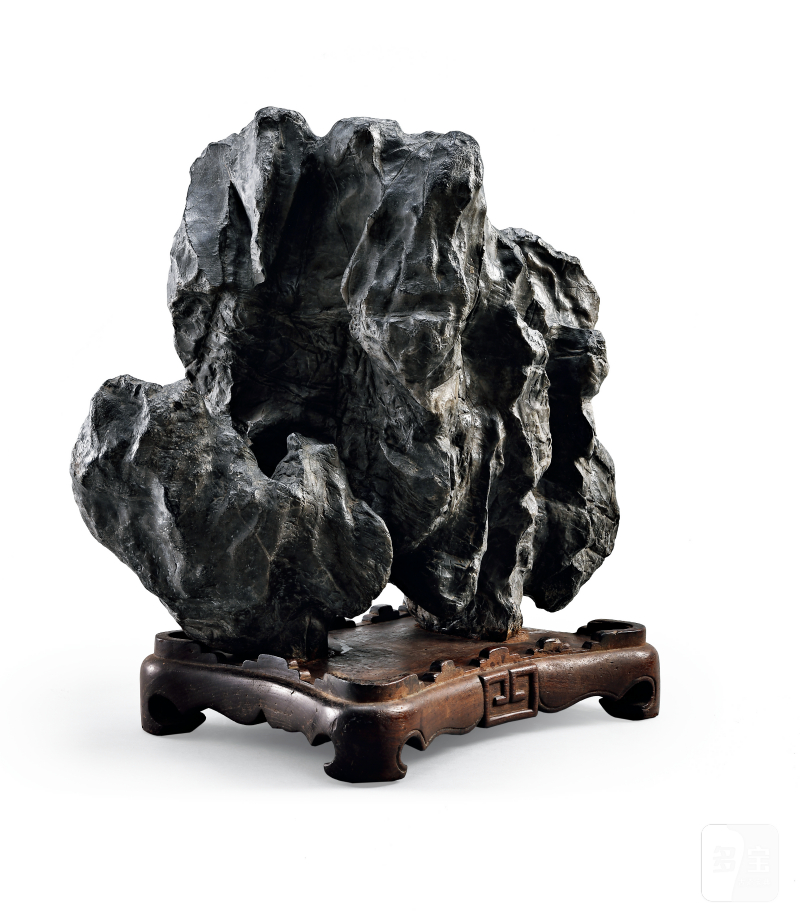 明 气象山 灵璧供石及清红木座 - 图4